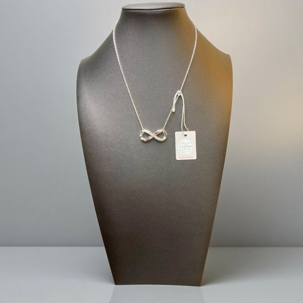 Silver Plated Infinity Necklace Swarovski Crystals Nic & Syd -252